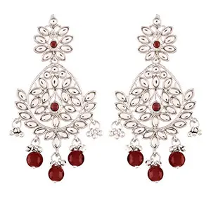 I Jewels Traditional Silver Plated Chandbali Earrings Encased With Faux Kundans For Women/Girls (E2465ZM)
