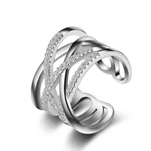 MYKI Cloudlike beauty Simply Gorgeous Criss-Cross Beautiful Zircon Adjustable Ring For Women & Girls