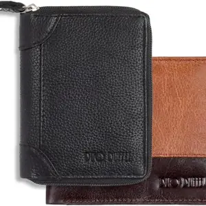 DUO DUFFEL RFID Blocked Genuine Leather Unisex Wallet & Card Holder Pack of 2