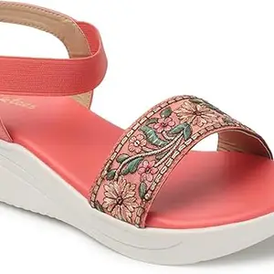 Picktoes PT-104 Women's Pink Synthetic Leather Casual Heel Sandal