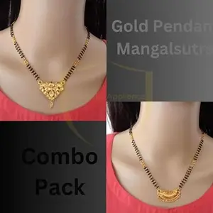 2 pcs combo Pack Ethnic Gold Jewelry's Mangalsutra Pendant Tanmaniya(18 Inch) Brass Mangalsutra hA_15&97