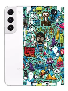 AtOdds - Samsung Galaxy S22 Mobile Back Skin Rear Screen Guard Protector Film Wrap with Camera Protector (Coverage - Back+Camera+Sides) (Graffiti)