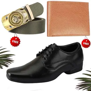 Attractive Trendy Formal Shoes/Party Shoes/Shoes Combo with Free Wallet & Belt for Men and Boys (BAZAAR6618_RT-Tan-1001) Multicolor