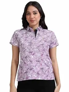 STELLERS Women's Printed Polo T-Shirt | Regular Fit| Feather Touch Feel | Odour Resistant | Wrinkle Free | Stretchable | Anti-Static