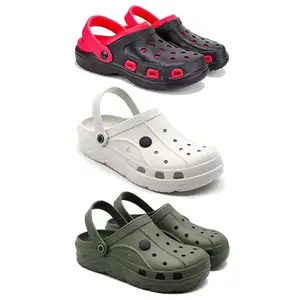 DRACKFOOT-Lightweight Classic Clogs || Sandals with Slider Adjustable Back Strap for Men-Combo(5)-3017-3099-3094-10 Khaki