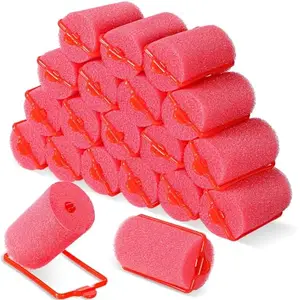 APOEM 24 Pieces Sponge Hair Rollers Large Soft Foam Hair Styling Curlers Large Size Hairdressing Curlers for Women and Kids (Red,1.4 x 2.6 Inches)