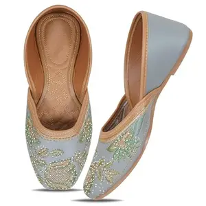 DFR Fashion Women Stylish Casual Fancy Bellies Juttis Comfortable Sole for Women’s & Girl’s, Grey, 8