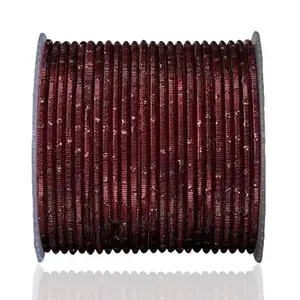 The Golden Cascade Maroon Color Metal Bangles Cutting Design Chudi for Women & Girl (2 Dozen) (Maroon, Small 2-4)