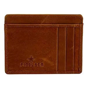 FINELAER Men's Slim Front Pocket Wallet Premium Leather Compact Design Card and Cash Slots (Coffee)