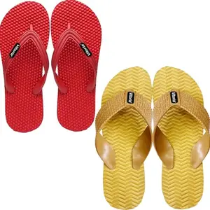 Vitoria Men Slippers | Soft Comfortable Stylish And Anti Skid Men's Flip-Flops & Slippers | Color : Red-Yellow | Size : 8, FPKS02DanaRedSlprS03WveYlwSlpr2SP-8