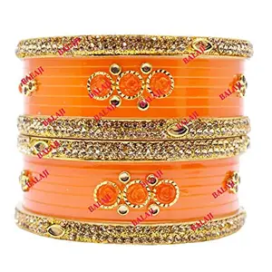 Balaji Collection Mini Bridal Dulhan Chuda With Kundan Flower Work in 7 Colors - Red, Pink, Green, Blue, Mango, Orange, Peach Chuda