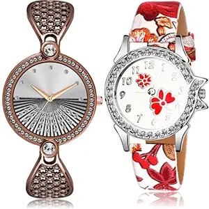 NEUTRON Present Analog Silver and Red Color Dial Women Watch - GM252-G409 (Pack of 2)