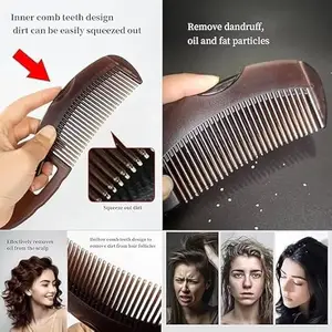Anti-Dandruff Hair Comb with Hollow Teeth Design, Oil and Dirt Removal, Brown