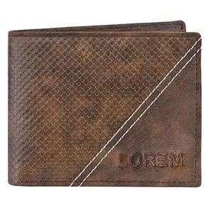 SRJMH Lorem Brown 3D Emboss Dots Bi-Fold Faux Leather 4 ATM Card Slots Wallet for Men WL32