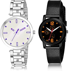 NIKOLA Style Analog White and Black Color Dial Women Watch - GM239-(70-L-10) (Pack of 2)