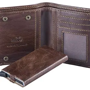HIDE & SKIN Manchester Genuine Leather Wallet with Detachable Card Case for Men (Vintage TAN)