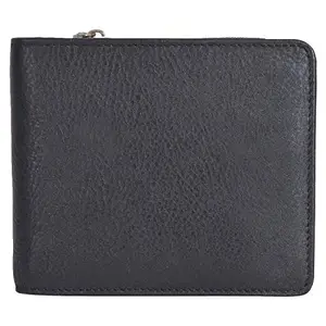 Leatherman Fashion LMN Genuine Leather Black Unisex Bifold Wallet 15 Card Slots