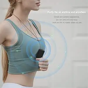 Wearable Air Purifier Necklace, Personal Mini Air Purifier, Eliminate Smoke Pollutants Generate Negative Ions Home/Car/Outdoor Air Refresher for Adults/Kids