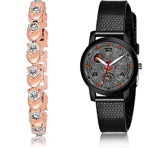 NEUTRON Tread Analog Rose Gold and Grey Color Dial Women Watch - GX4-(13-L-10) (Pack of 2)