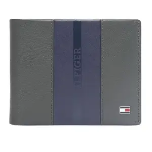 Tommy Hilfiger Men Leather Global Coin Wallet - Olive+Navy, (Alimos)