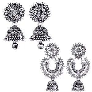 MEENAZ Earrings for women fashion jhumka oxidised Silver Earrings for women Combo chandbali pearl stylish Butterfly jhumkas traditional Jhumki Peacock Earrings For girls South Temple Ear Rings -M369
