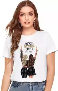 Printed Women Round Neck White T-Shirt RI_WPRNT#059-M