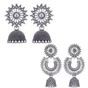 MEENAZ Earrings for women fashion jhumka oxidised Silver Earrings for women Combo chandbali pearl stylish Butterfly jhumkas traditional Jhumki Peacock Earrings For girls South Temple Ear Rings -M282