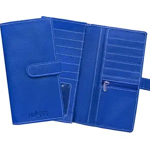 MATSS Leatherette Blue Long Card Holder Wallet for Women (Blue)