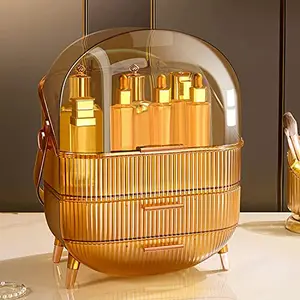 Ostin Portable Skincare Organizers, Cosmetic Storage Box, Cosmetics Skin Care Products Jewelry Organizer Case Finishing Box Bedroom Bathroom Desktop (Gold)