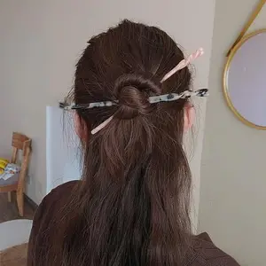 2 Pc Vintage Leopard Acetate Hair Sticks & Forks - Women's Styling Accessories