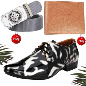 Fashionable Trendy Formal Shoes/Party Shoes/Shoes Combo with Free Wallet & Belt for Men and Boys (BAZAAR6294_RT-Tan-101) Multicolor