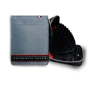 VEGAN Leather RFID Protected Grey Credit/Debit/ATM Card Holder Wallet for Men & Women