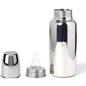 RB POINT Pack of 1 Stainless Steel Infant Baby Feeding Bottle Milk Bottle for New Born Baby, Medium-Flow Nipple (240 ML)