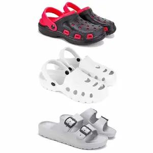 Lightweight Classic Clogs || Sandals with Slider Adjustable Back Strap for Men-Combo(3)-3017-3139-3114-9 Grey-2304