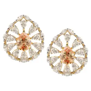 Swasti Jewels Non-precious Metal Gold Plated and Cubic Zirconia Stud Earrings for Women