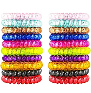 Aashirwad Collection10 psc Multicolor telephone wire hair rings slinky hair head elastic rubber band spiral stretch ponytail Holder unbreakable hair ties for women and girls random colours