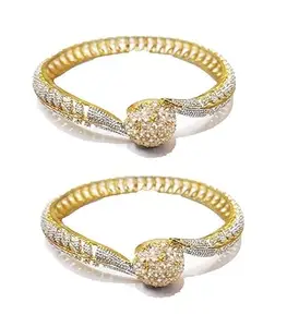 AyanAarsh Wedding and Party Chimes Classic White Incredibly Designed American Diamond Bangle Set 2 (2.4)