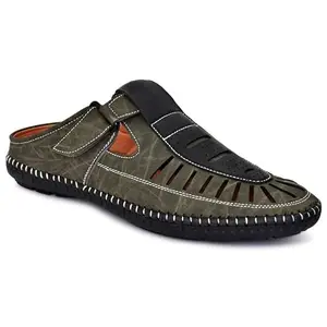 FOXYFOOT Slip-on Sandals for Men | Everyday Olive Sandals for Men with Adjustable Strap | Light Weight | Stylish & Anti-Skid Fashion Sandals