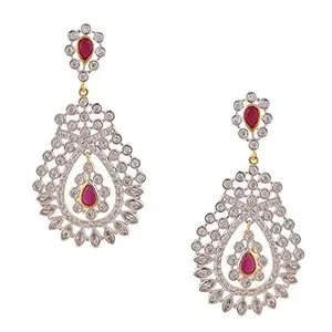 Swasti Jewels CZ Fashion Jewellery Colourful Ethnic Earrings for Women (Pink)