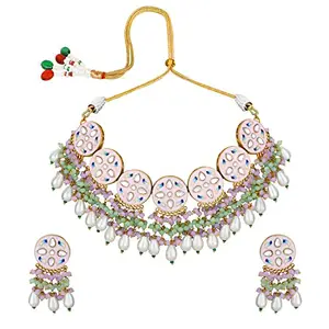 Peora Original Handcrafted Meenakari Enamel Choker Necklace with Earrings Jewellery Set for Women