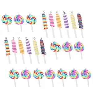 HEALLILY HEALLILY 40pcs Lollipop Keychain Pendant Resin Sweet Candy Lollipops Pendant Charms for Girl Kids Necklace Bracelet DIY Jewelry Making (Mixed Color)