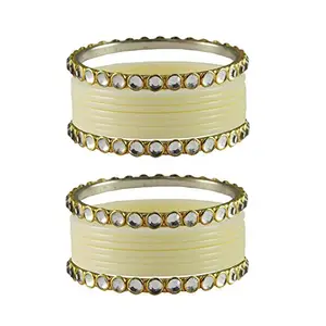 MAYA FASHION White Stone Acrylic-Brass Bangle Elegant Extra Large Size Bangle | Perfect Fit for Plus Size banglesTrendy and Comfortable Fit for woman and girls | (Sku-ban4089)