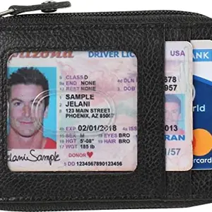 WILD EDGE Black Men's Genuine Leather Wallet Cum Card Holder with Zip Closure - Smart and Formal Handcrafted Wallet for Men