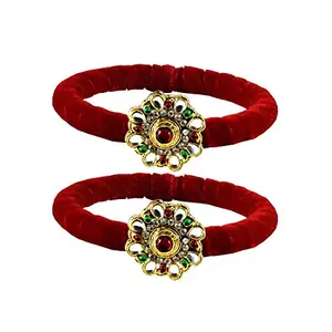 MAYA FASHION Red Stone Brass Bangle With Very Extra Large Size Elegant Extra Large Size Bangle | Perfect Fit for Plus Size banglesTrendy and Comfortable Fit for woman and girls | (Sku-ban2037)