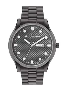 Visit the Giordano Store Giordano Analog Watch for Men with Two-Tone Stainless Steel Strap & Textured Dial, Day-Date Display, Elegant Casual Style