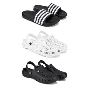 Lightweight Classic SliderSandals with Clogs for Men-Combo(3)-3024-3057-3144-8 Black-435