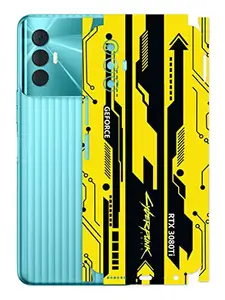 AtOdds - Tecno Spark 8 Pro Mobile Back Skin Rear Screen Guard Protector Film Wrap with Camera Protector (Coverage - Back+Camera+Sides) (Yellow Cyberpunk)