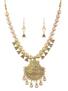 Oxidised Golden-Toned Dancing Peacock Necklace Set for Women - Traditional Indian Jewelry for Weddings and Festive Occasions