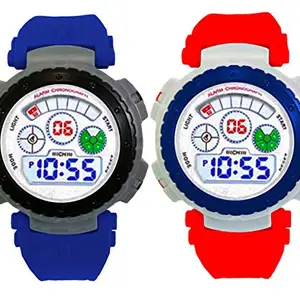 Time Up Digital Dial Combo of 2 Alarm& Waterproof Kids Watches for Boys & Girls-EF72119-CmN-X (Navy Blue-Red)