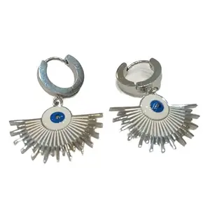Myjewel Stainless Steel Demon Eye Pendant Earrings with Oil Droplet Evil Eye